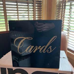 Black acrylic card box for weddings or events! Has slot at top and lock at back